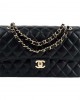 CHANEL Classic Double Flap Quilted Caviar Gold-tone Medium Black