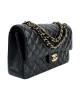 CHANEL Classic Double Flap Quilted Caviar Gold-tone Medium Black