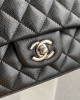 CHANEL Classic Double Flap Quilted Caviar Gold-tone Medium Black