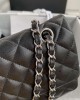 CHANEL Classic Double Flap Quilted Caviar Gold-tone Medium Black