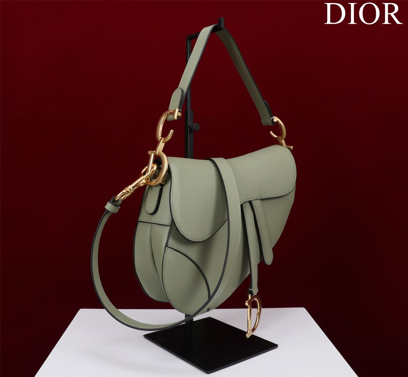 DIOR Women's Saddle Handbag Gray green