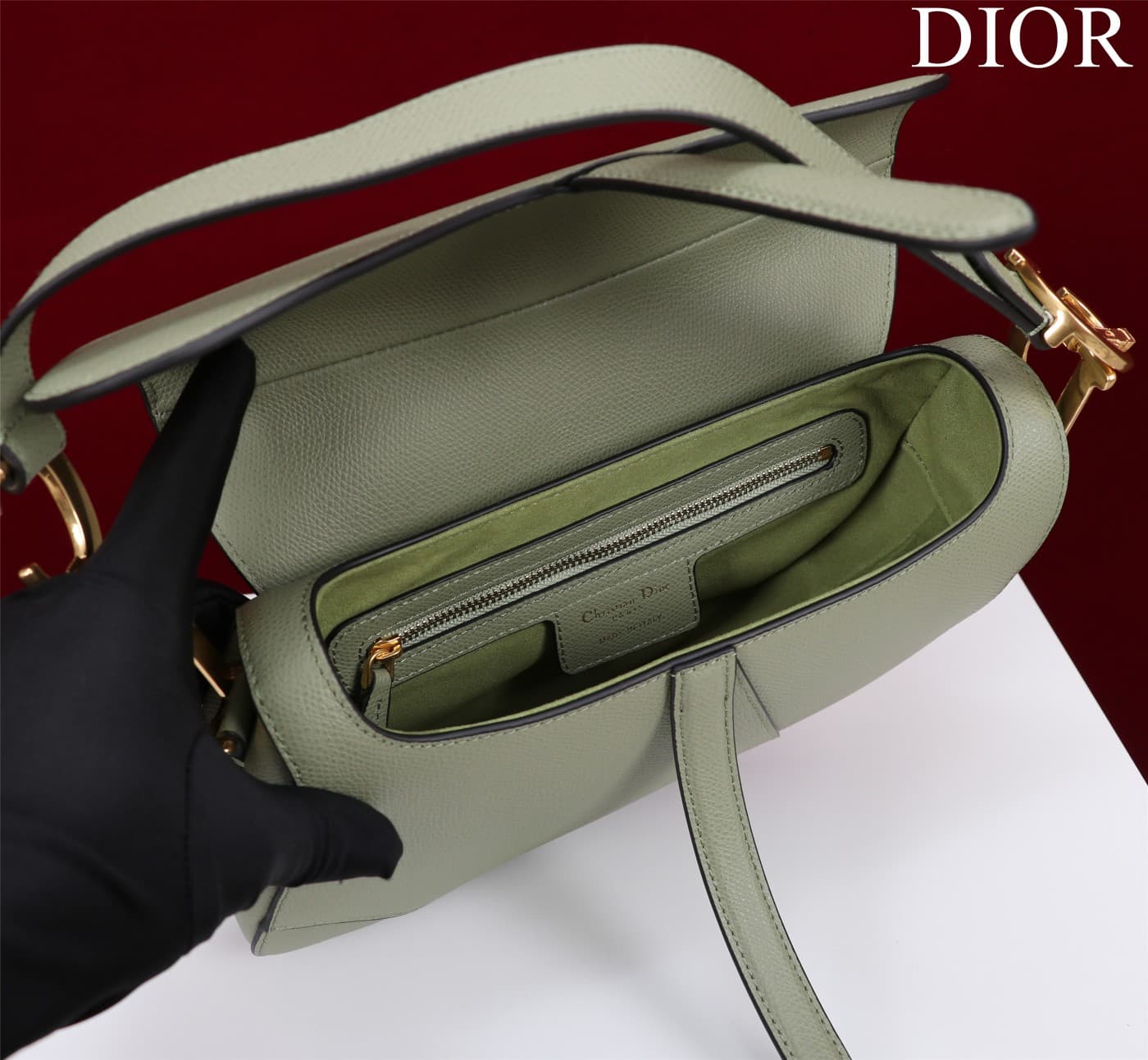 DIOR Women's Saddle Handbag Gray green